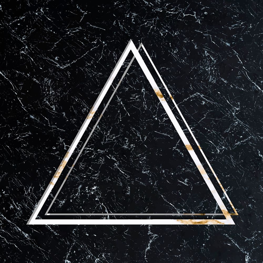 Triangle frame on black marble textured background vector