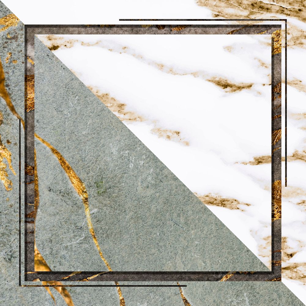 Square frame on green marble background