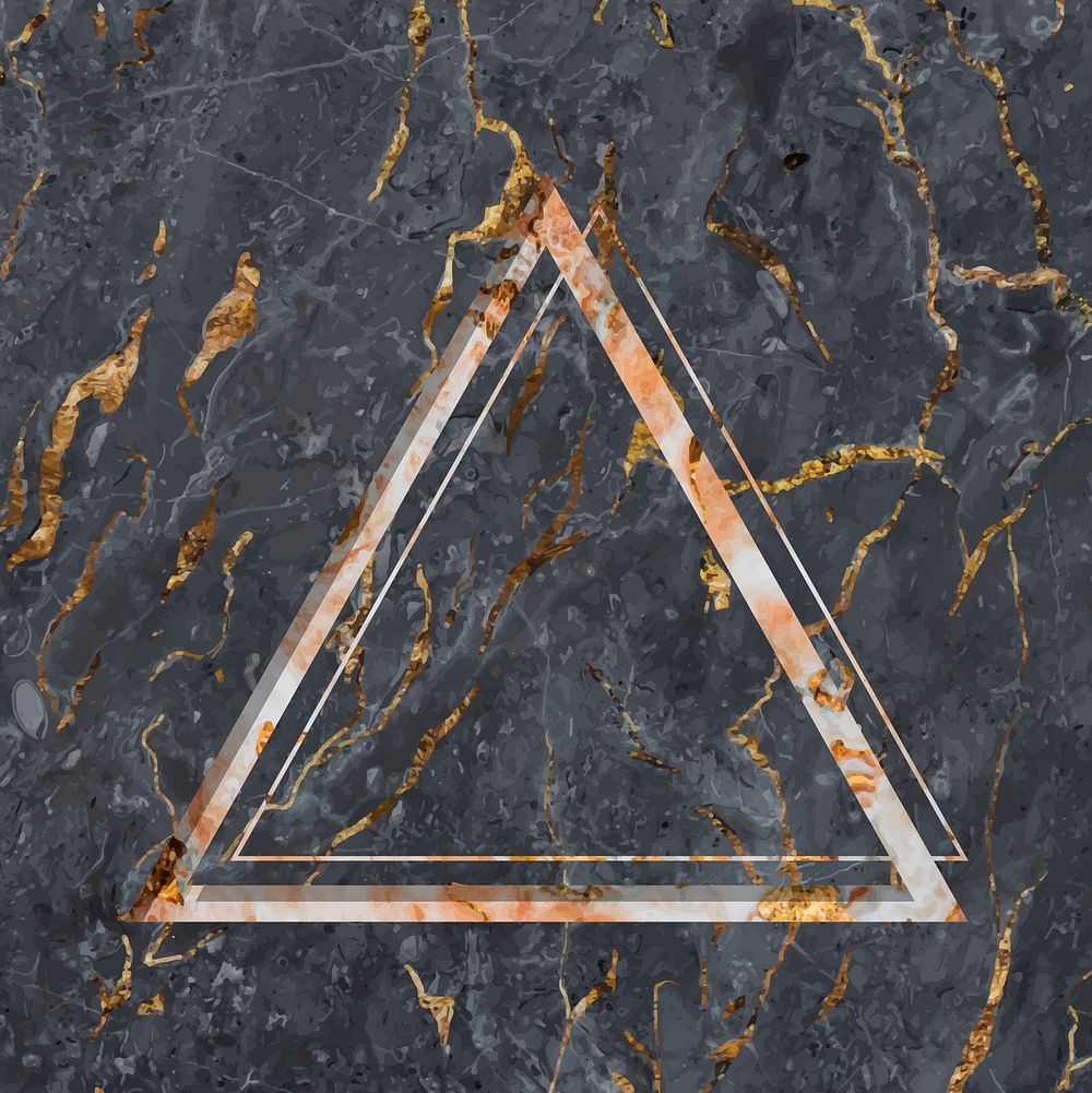 Triangle frame on gray marble textured background vector