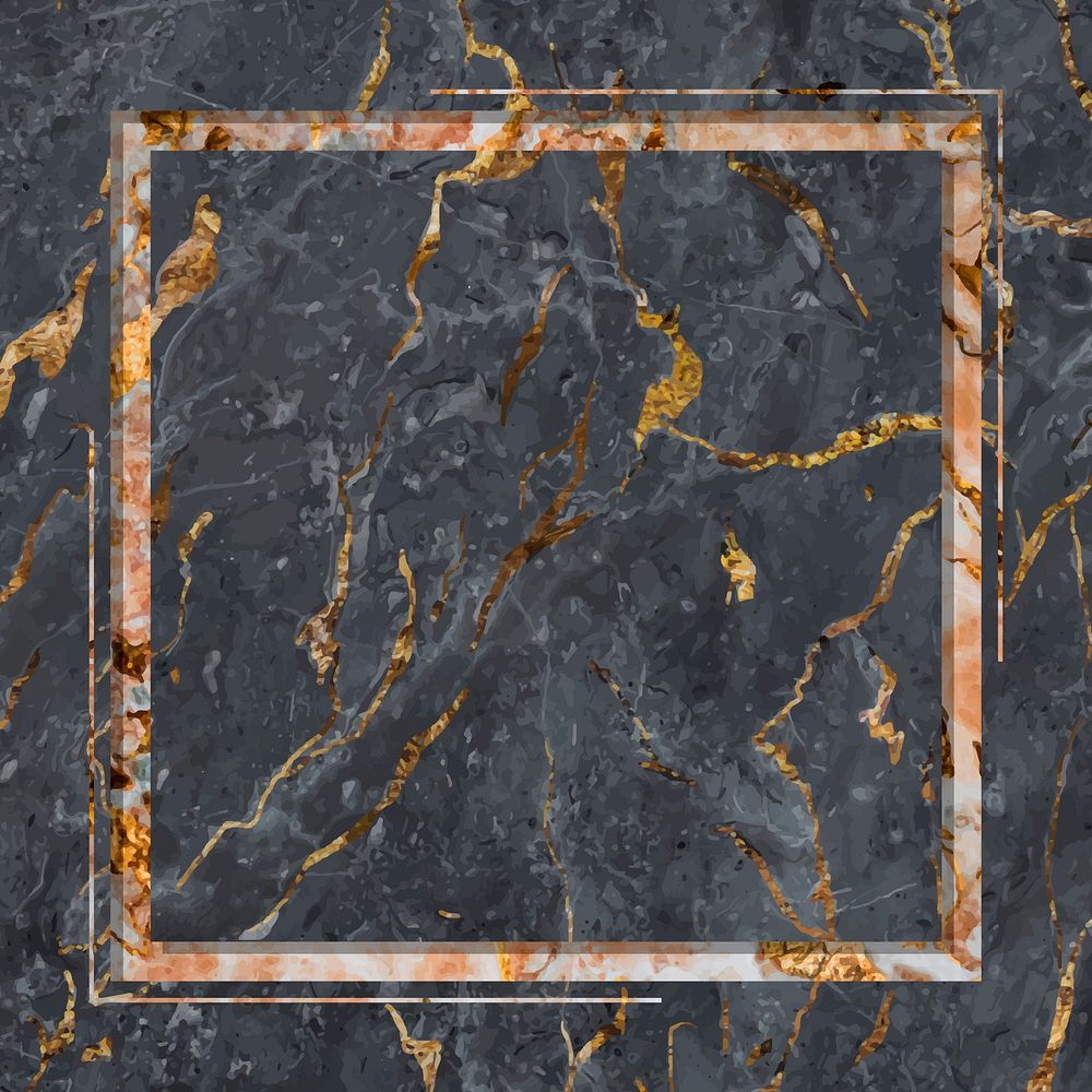 Square frame on gray marble textured background vector