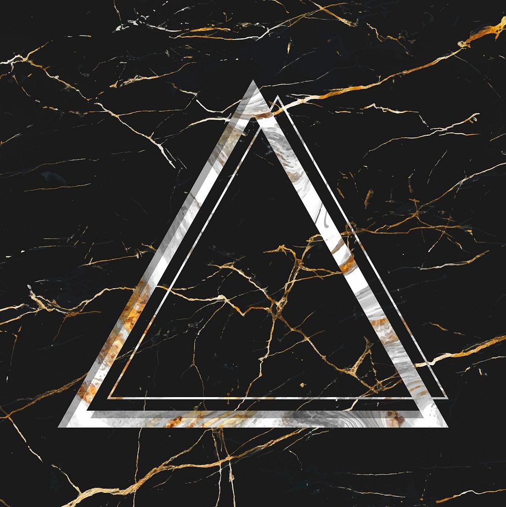 Triangle frame on black marble textured background vector