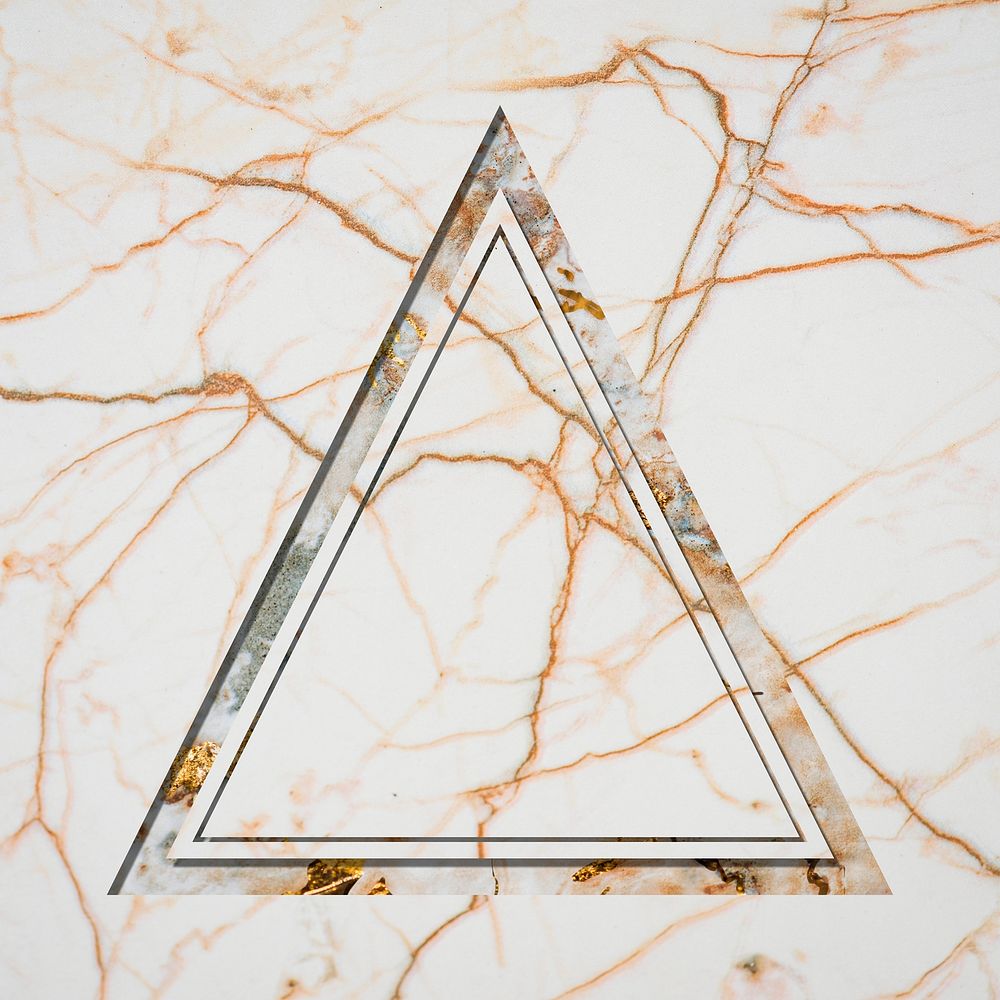 Triangle frame on white marble textured background