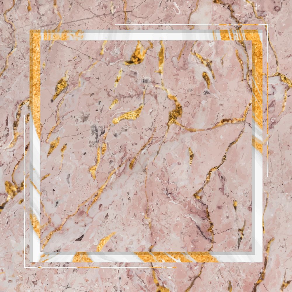 Square frame on pink marble textured background vector