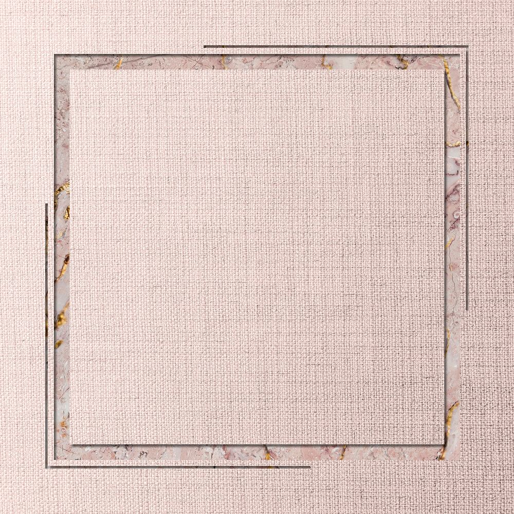 Square frame on pink fabric textured background