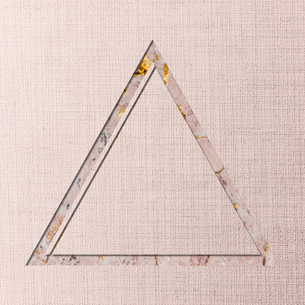 Triangle frame on pink fabric textured background