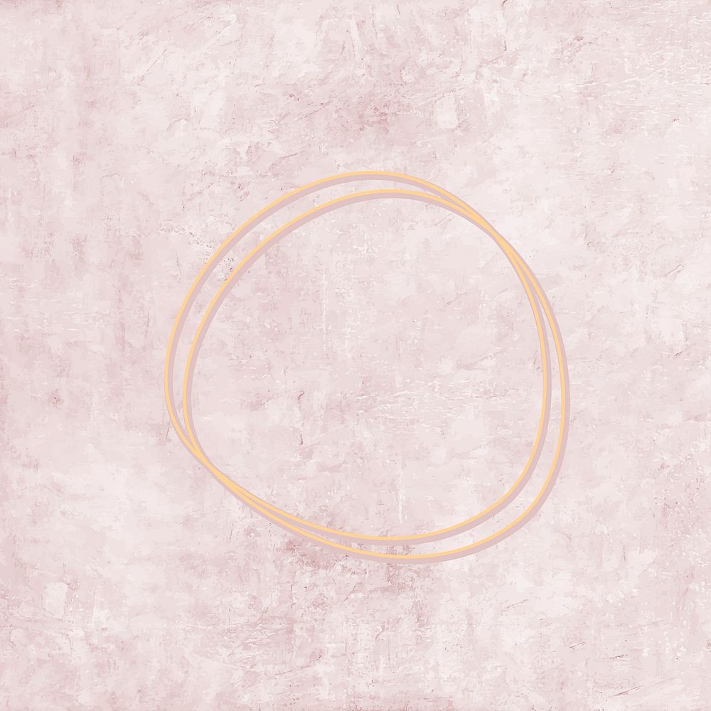 Round bronze frame on pastel pink oil paint textured background vector