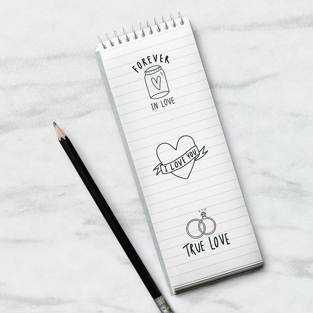 Notebook mockup with a pencil illustration