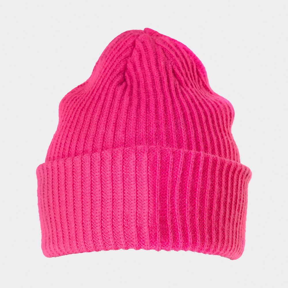 Hot pink beanie on background