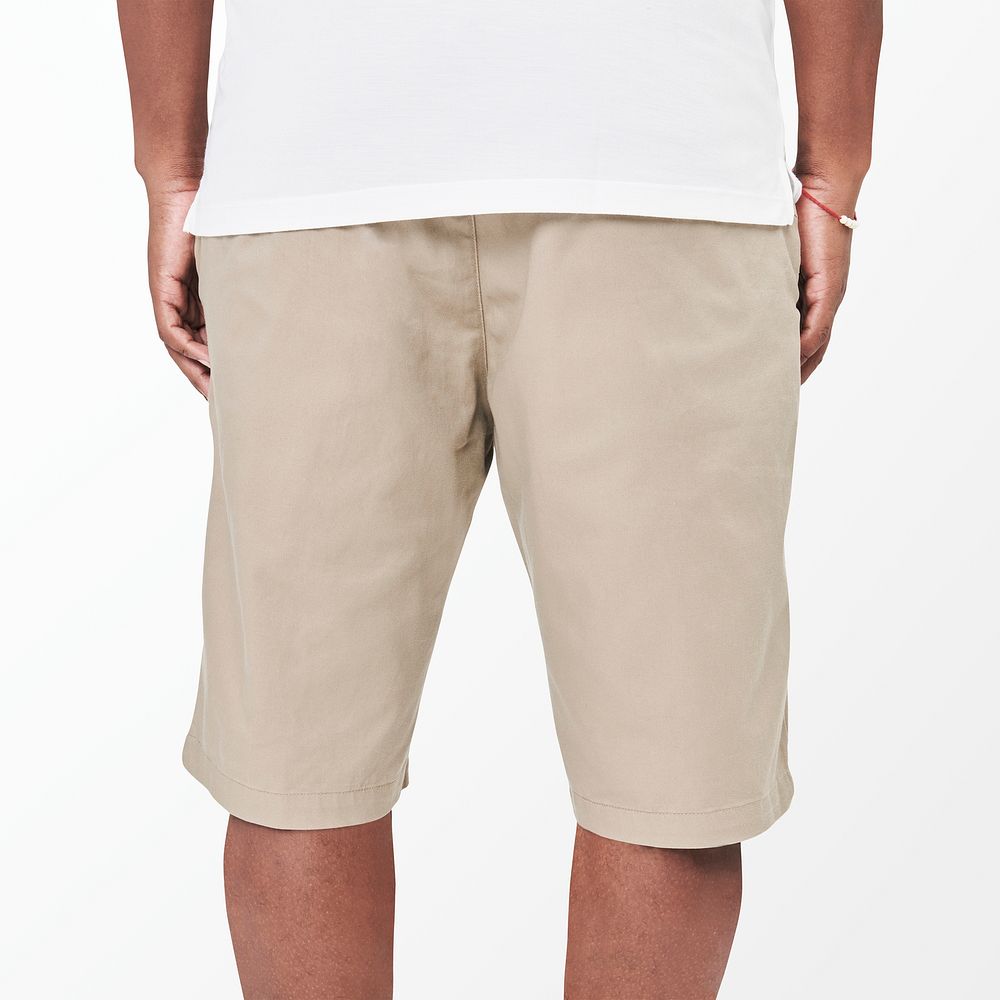 Men's khaki short pants closeup fashion apparel mockup