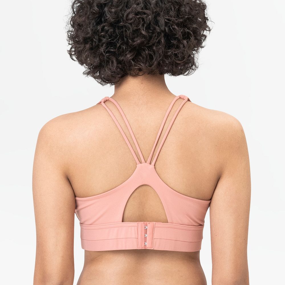 Woman in pink sports bra activewear apparel