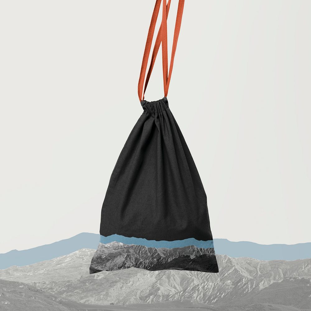 Drawstring pouch bag black accessory remixed media with design space