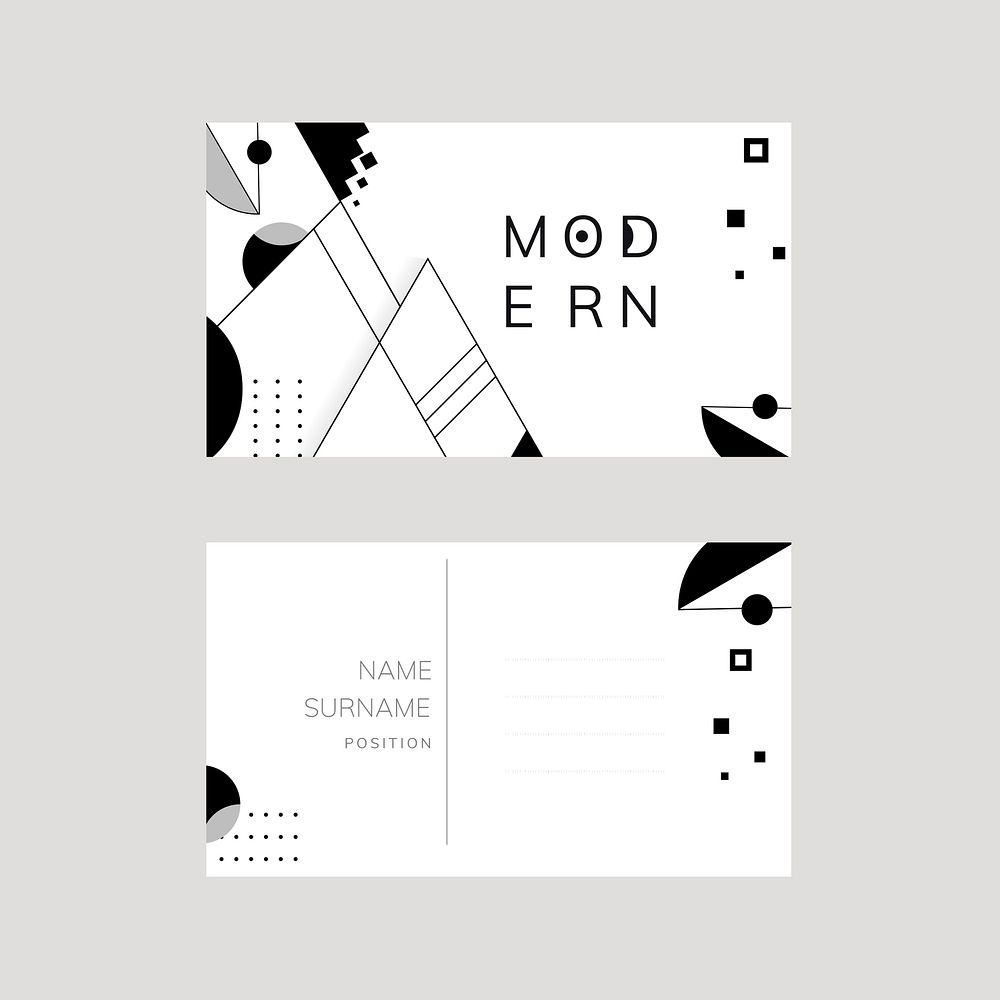 Business card template vector bw tone set