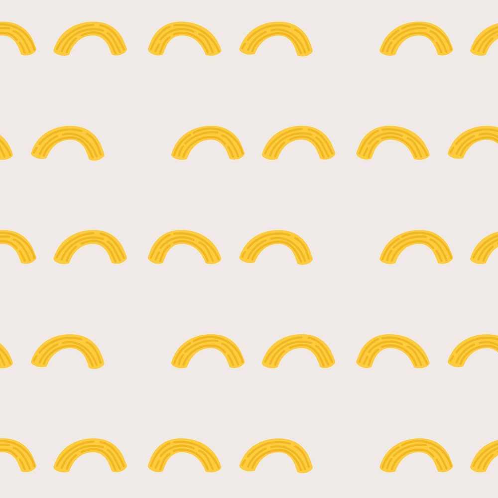 Macaroni pasta food pattern vector background in greige cute doodle style 