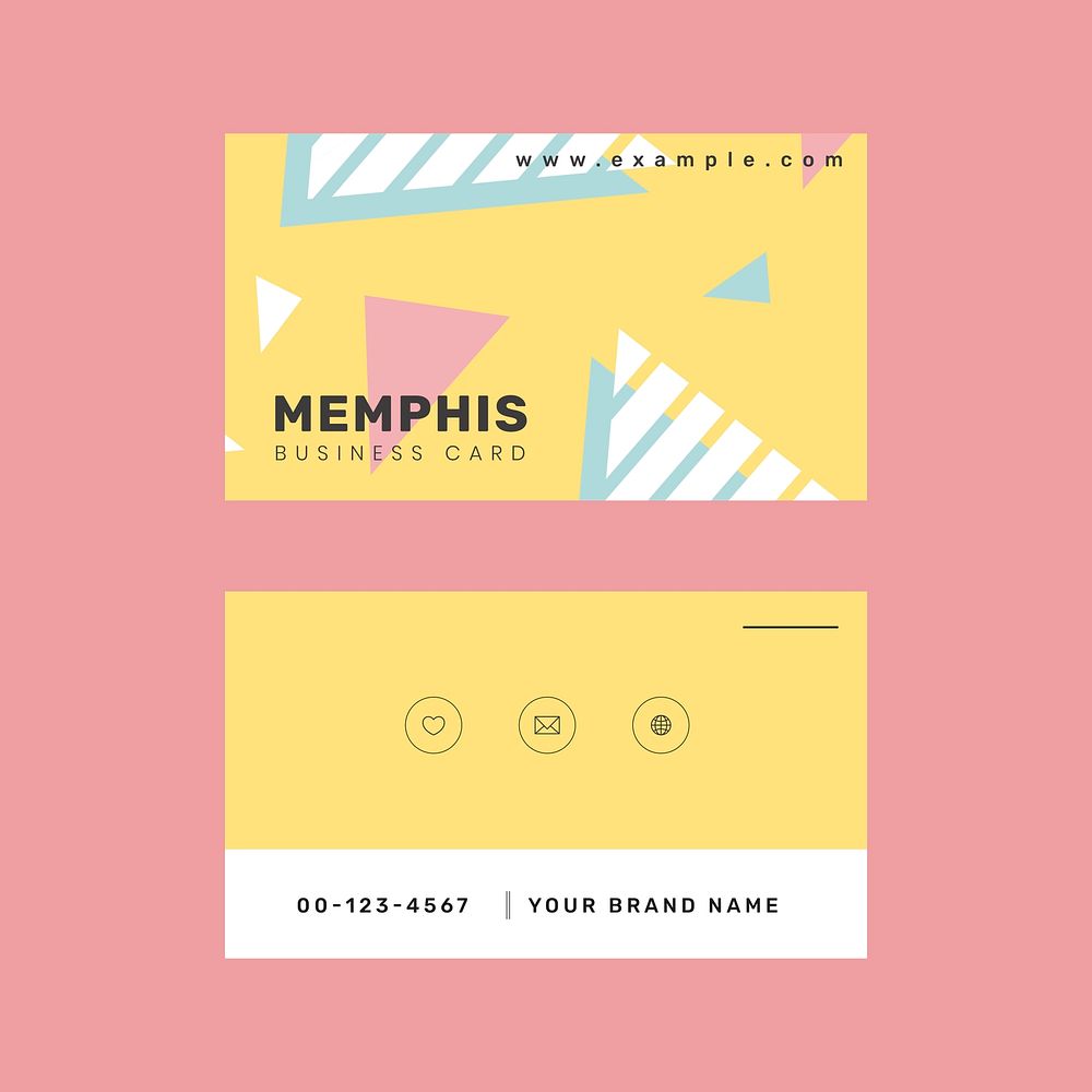 Memphis business card template vector colorful abstract style set