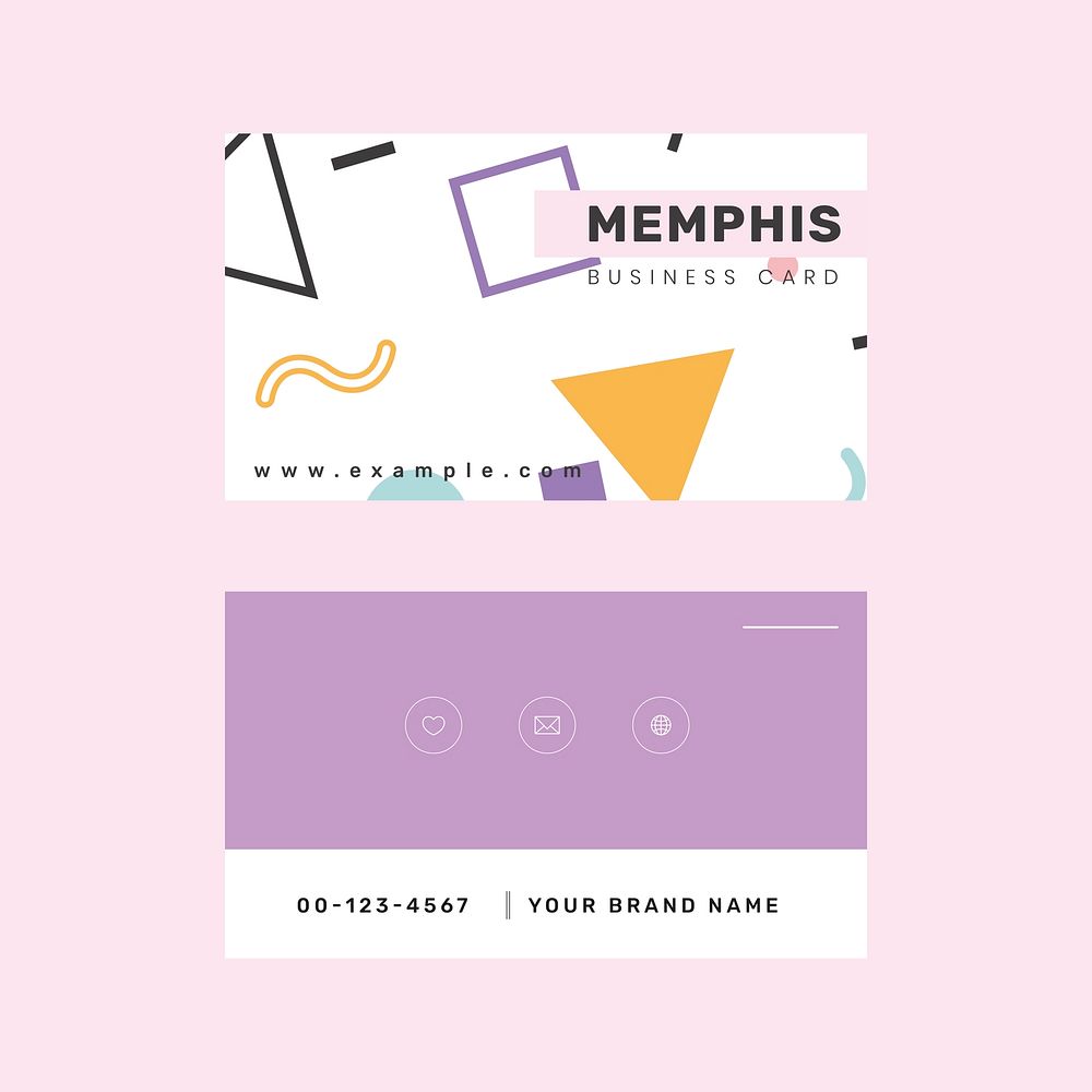 Memphis business card template vector colorful abstract style set