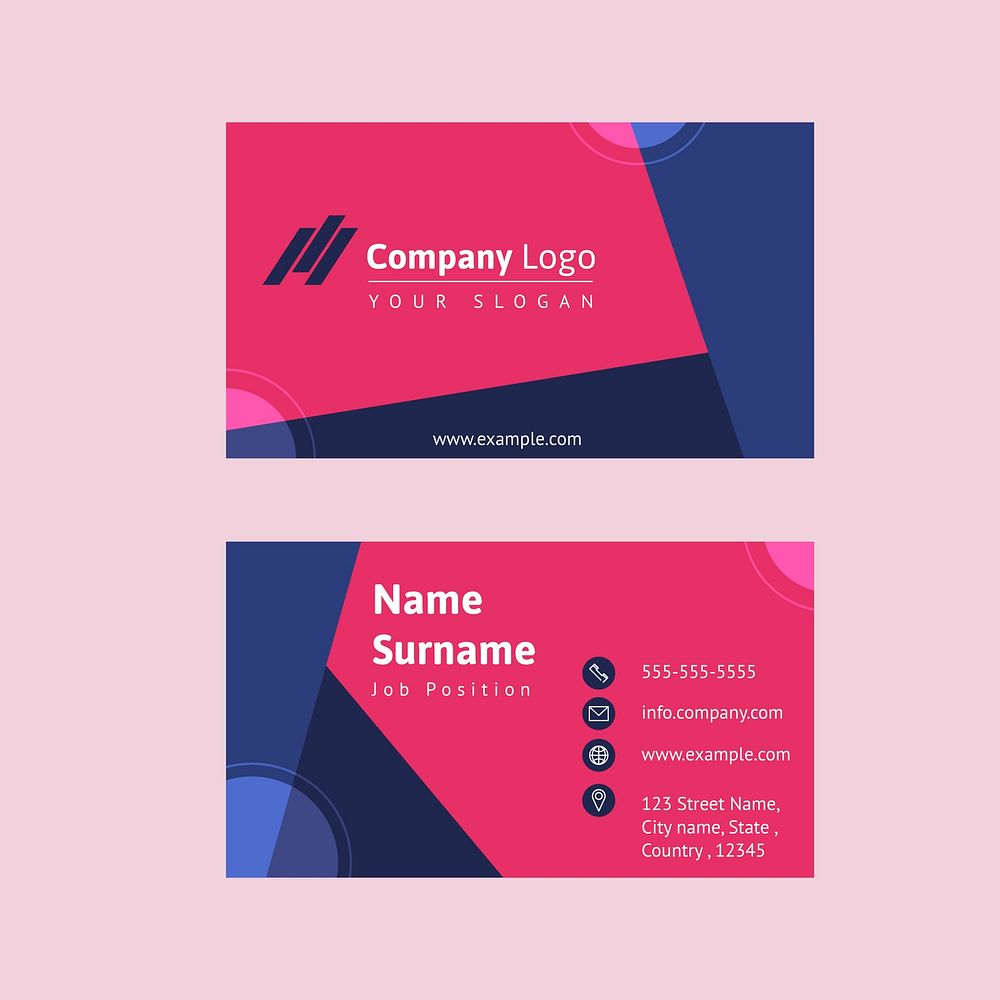 Modern business card template vector simple style set