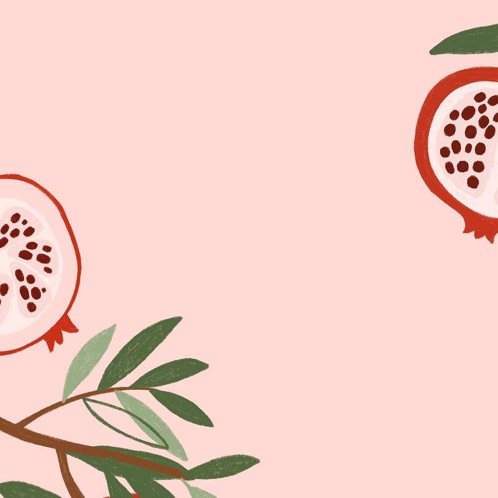 Hand drawn pomegranate social template illustration