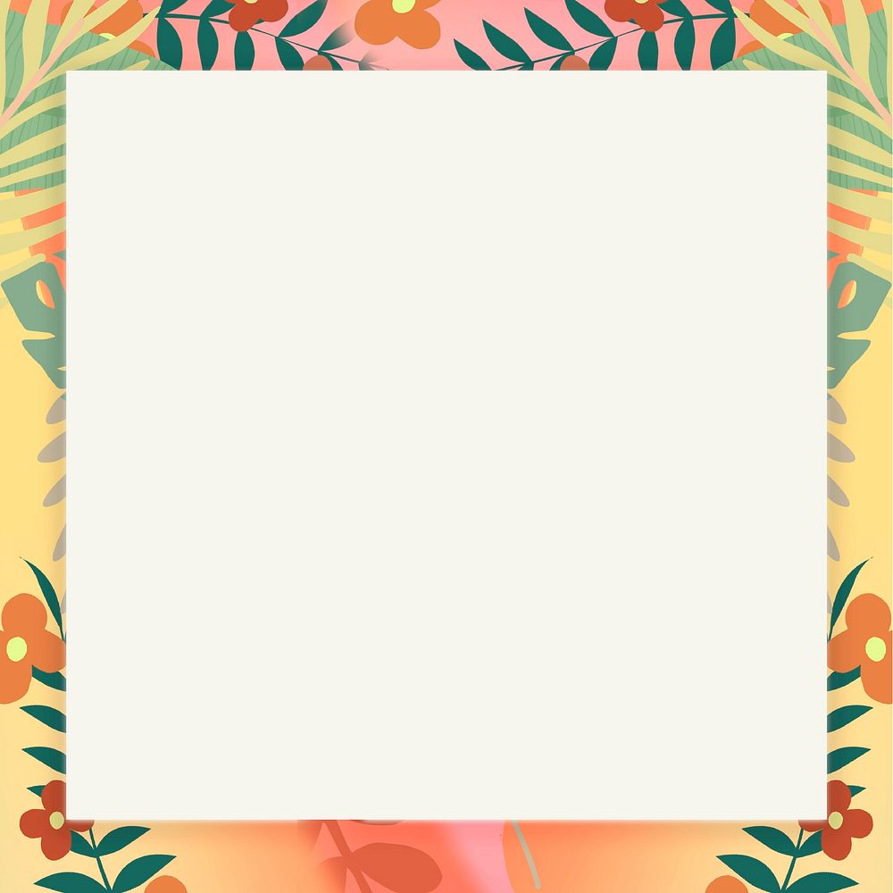 Colorful tropical flowers square frame