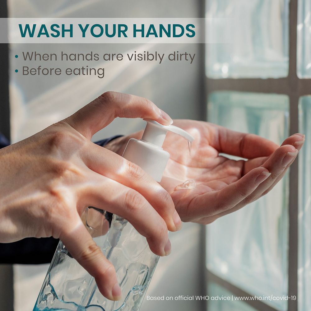 Wash your hands during coronavirus outbreak social template source WHO vector
