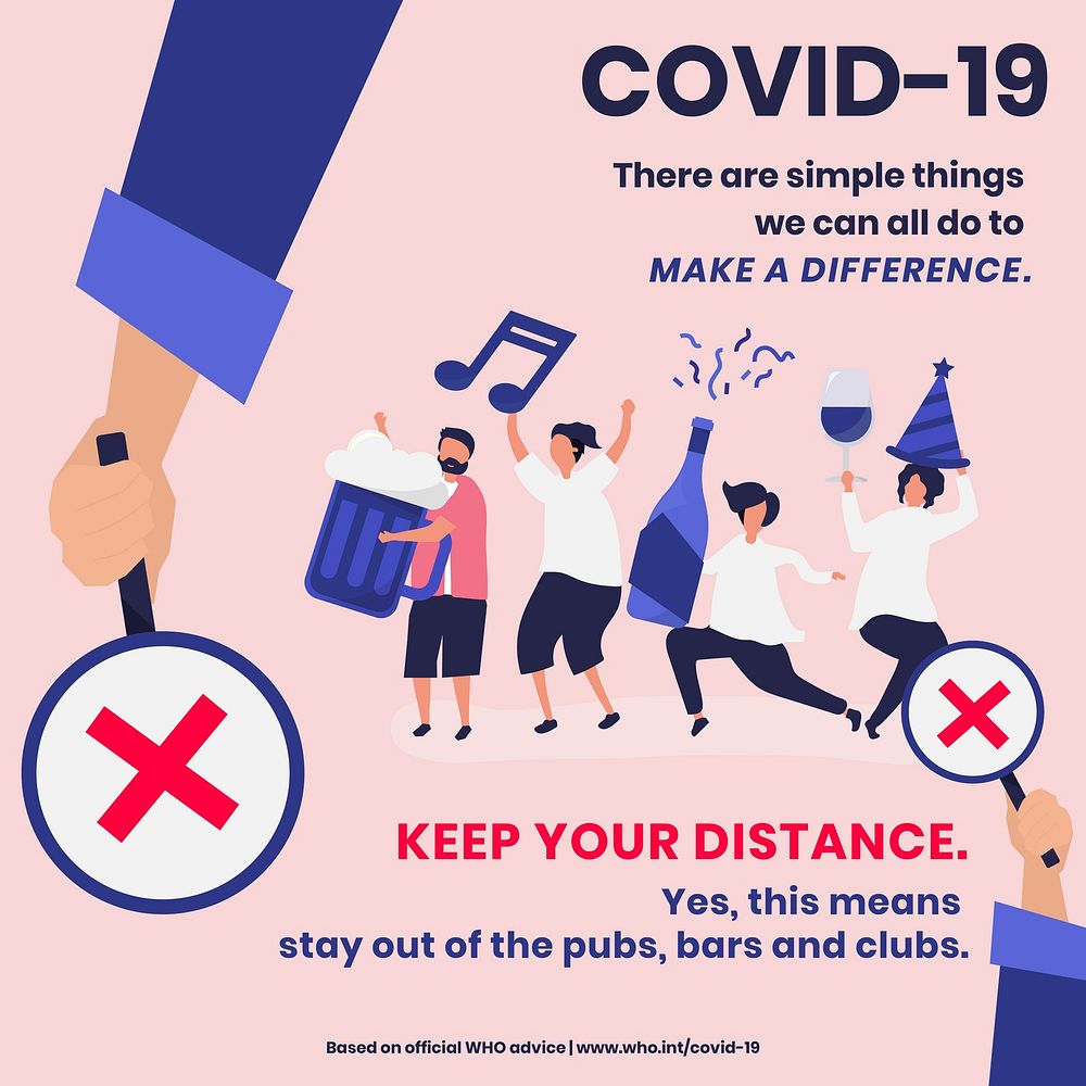 Keep your distance during coronavirus outbreak social template source WHO vector