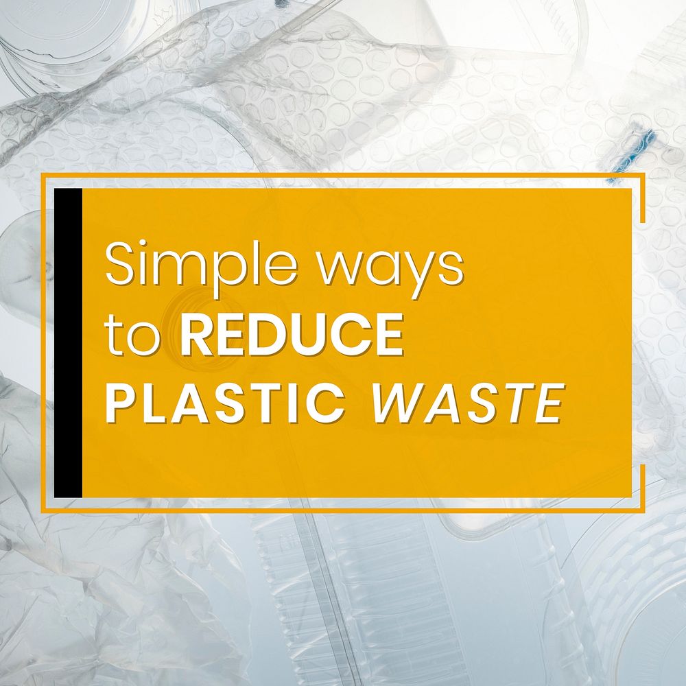 Simple ways to reduce plastic waste social media template vector