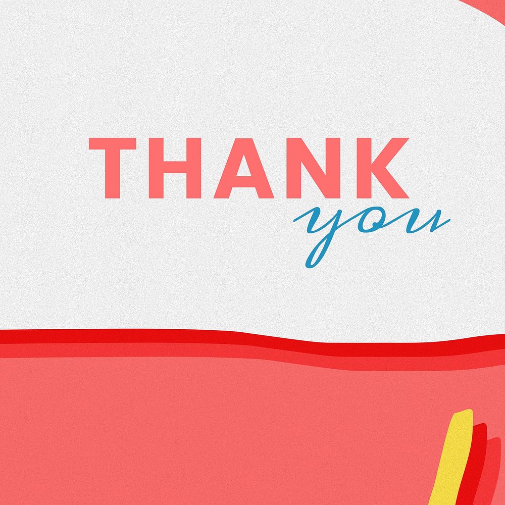Thank you template on a red background vector 