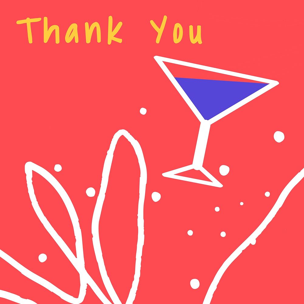 Thank you typography with a margarita glass template vector 