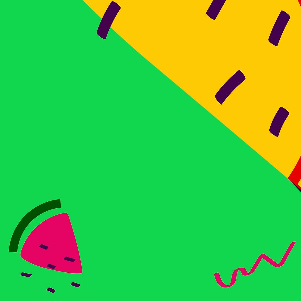 Watermelon fruit on a neon green memphis background design resource 