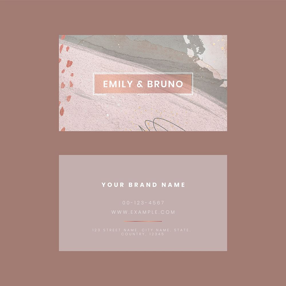 Business card template vector pink tone set