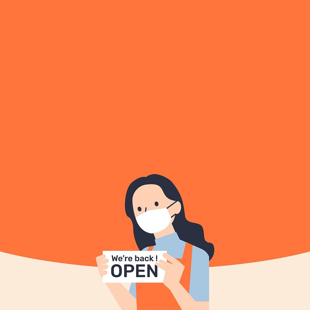 Business open during Covid pandemic orange background