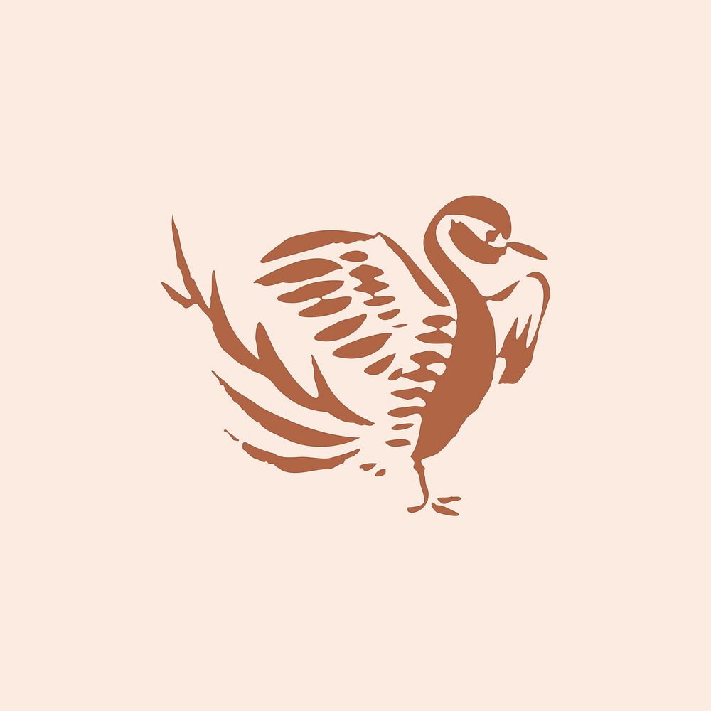 Japanese bird icon vector brown illustration