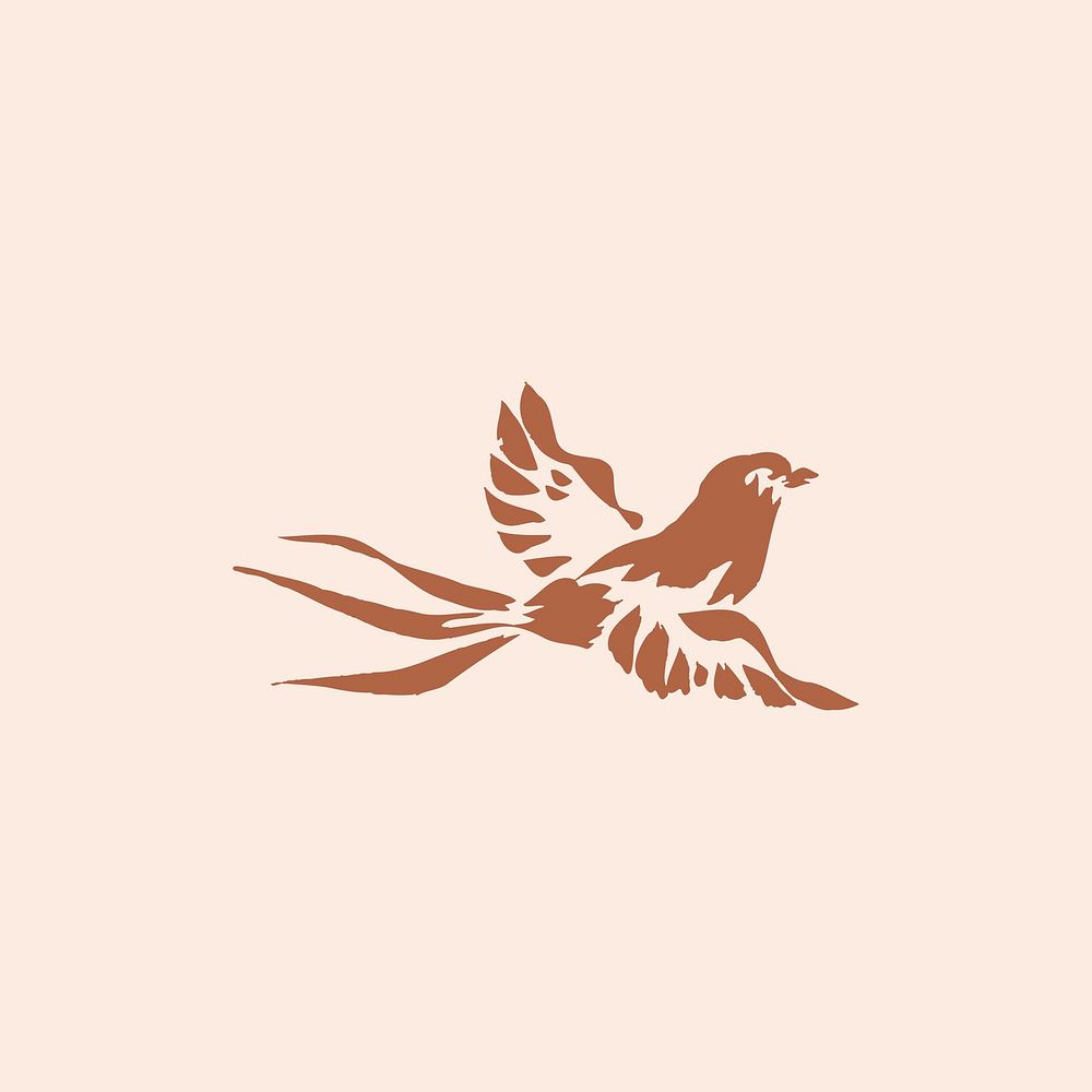 Flying bird icon vector brown illustration
