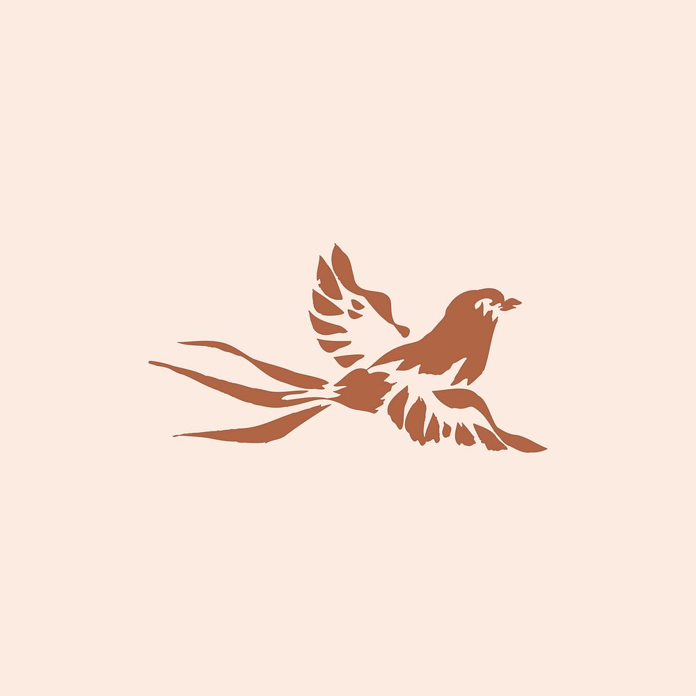 Minimal flying bird icon brown illustration