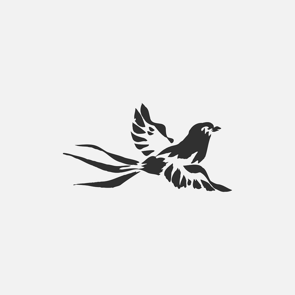 Flying bird icon vector black illustration