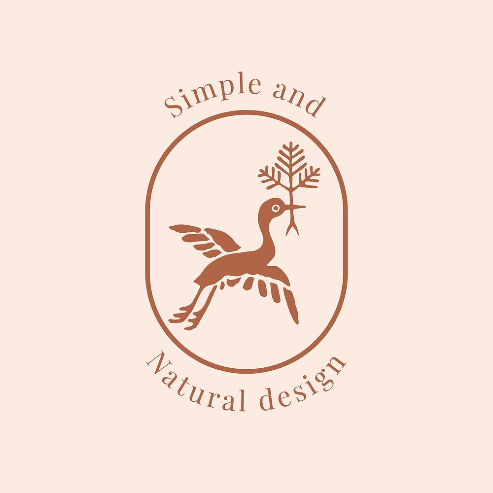 Natural design bird logo for organic brands in earth tone