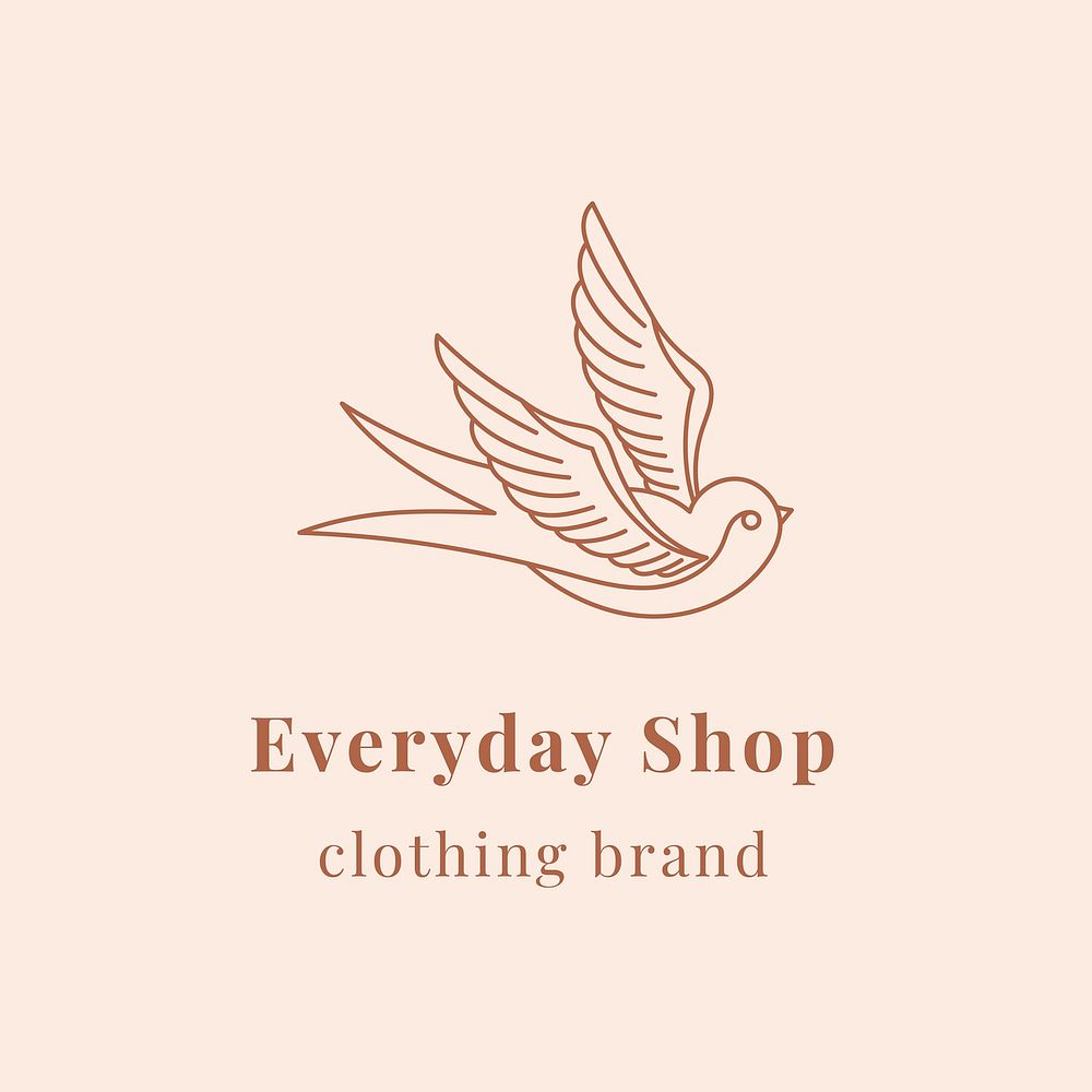 Minimal bird logo for organic clothing brands in earth tone