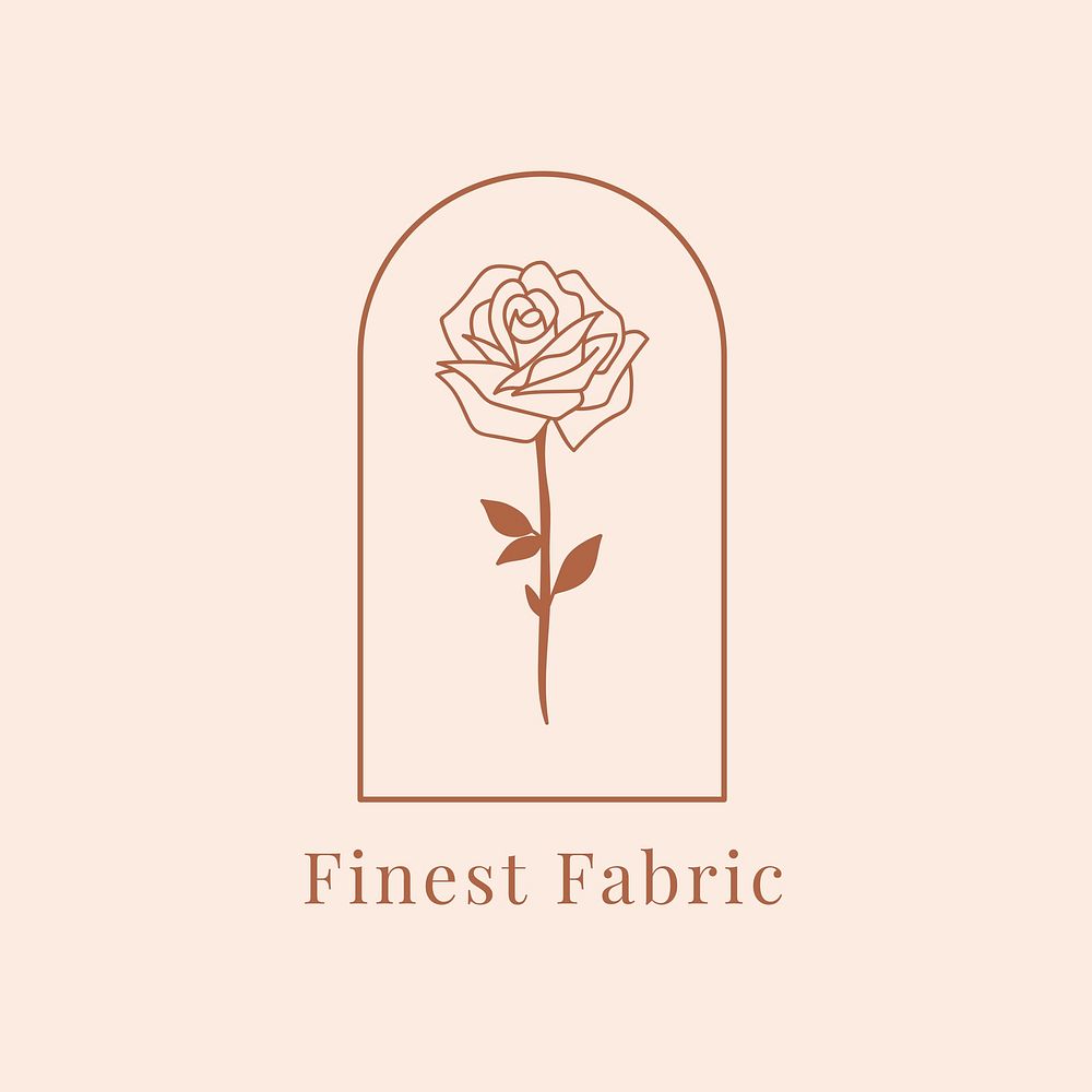 Vintage rose logo vector template for clothing brand in brown