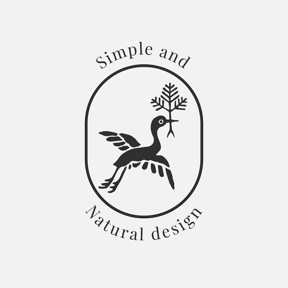 Natural bird logo vector template for organic brands in black