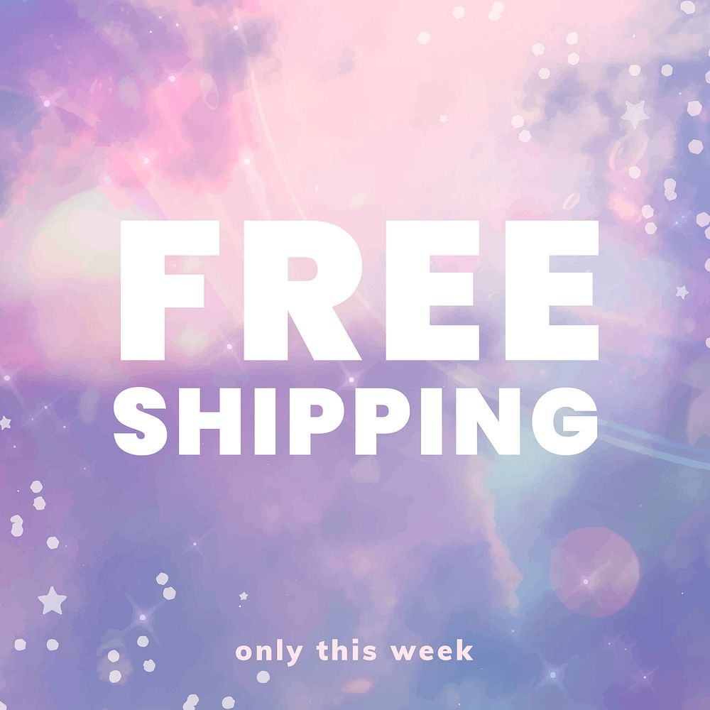 Free shipping text on pastel background