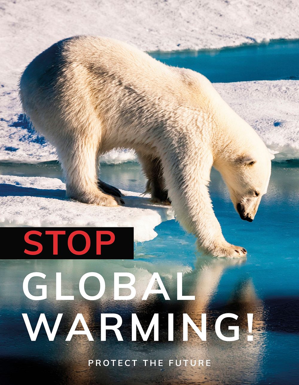 Global warming editable template vector to protect the future poster