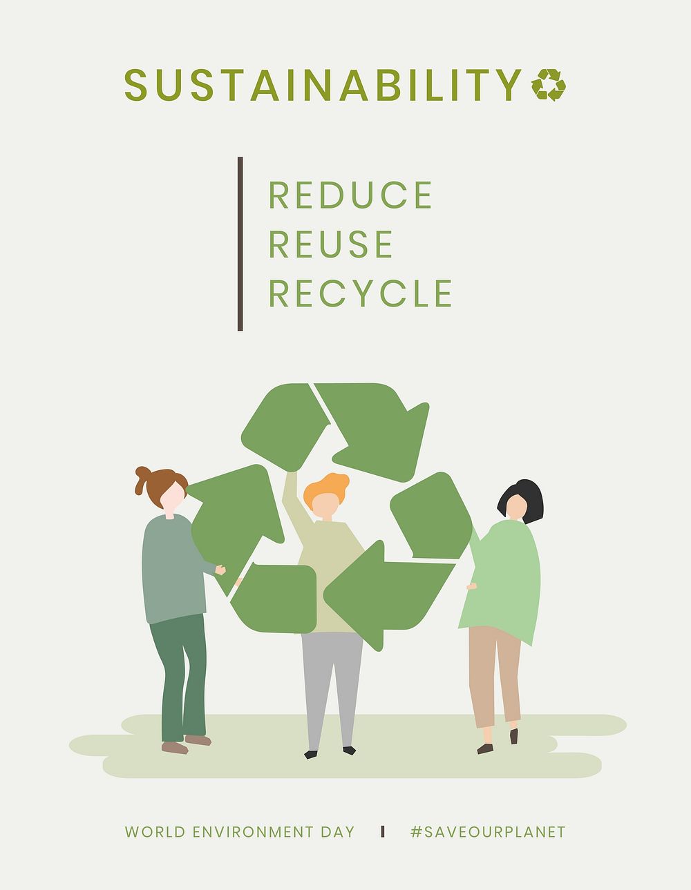 Reduce, reuse and recycle for world environment day display poster