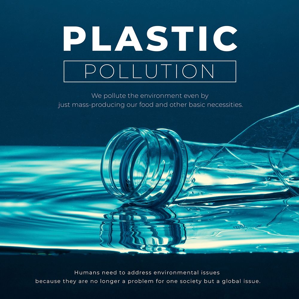 Plastic pollution editable template vector environment flyer