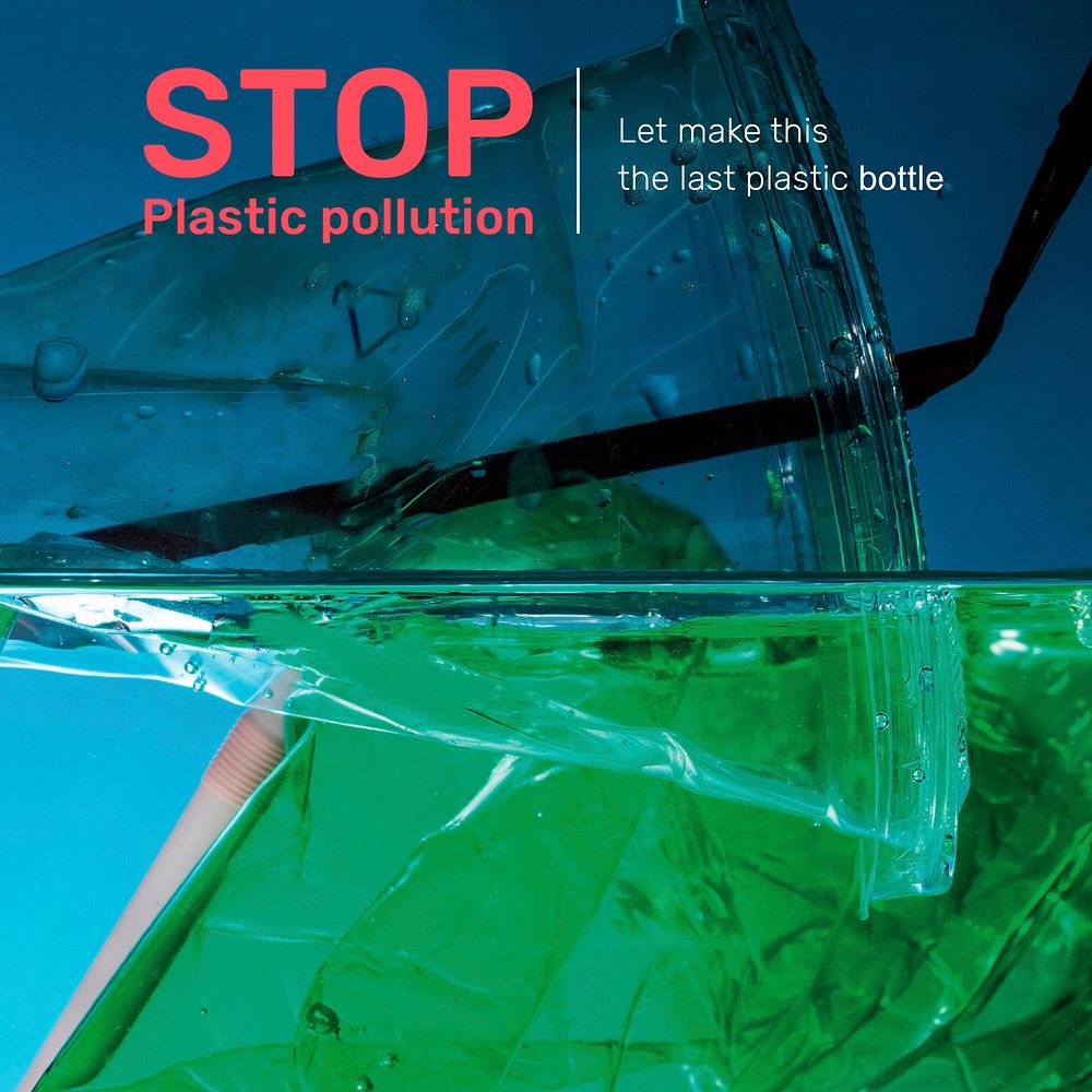 Stop plastic pollution display social media post