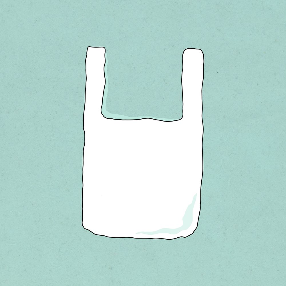 Reusable plastic bag doodle illustration earth friendly living