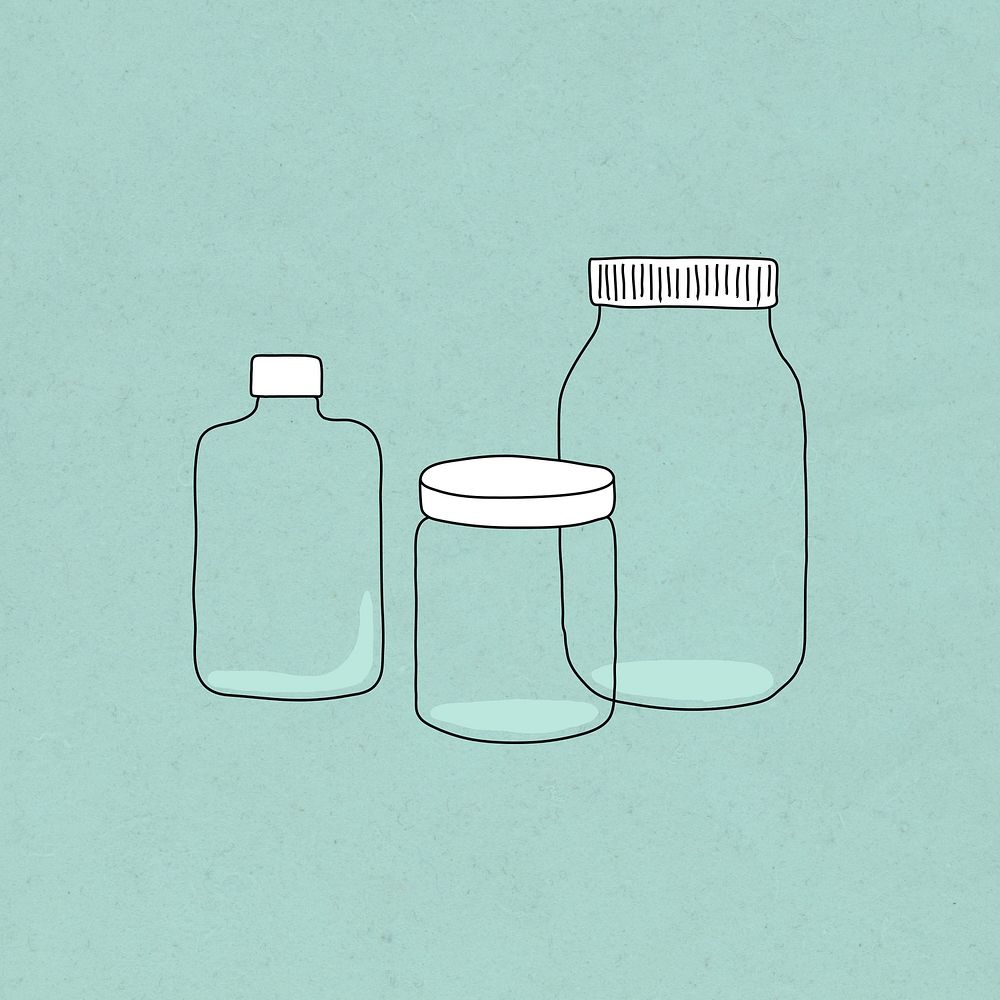 Reusable plastic bottle doodle illustration eco-friendly product