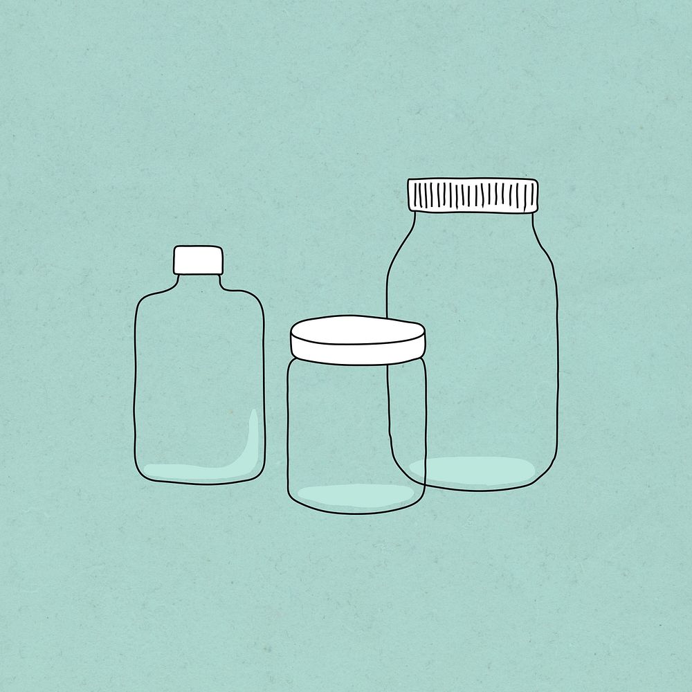 Reusable plastic bottle vector doodle illustration eco-friendly product