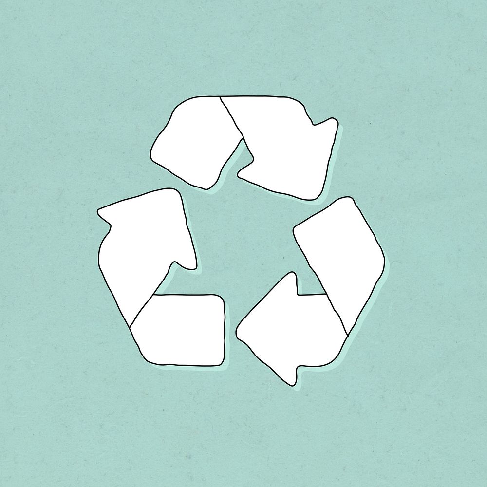 White recycle symbol doodle illustration