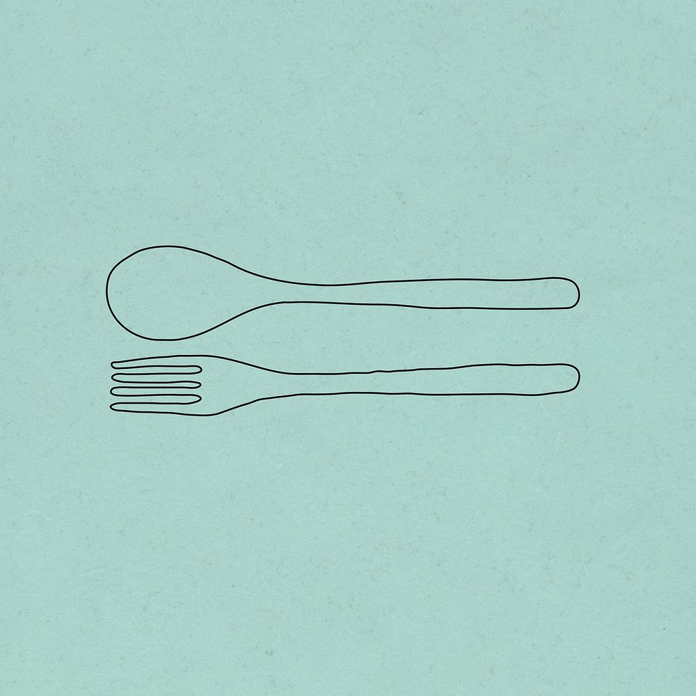 Spoon and fork doodle illustration zero waste lifestyle