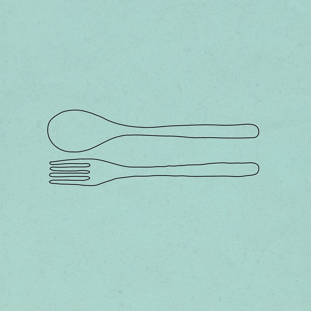 Spoon and fork vector doodle illustration zero waste lifestyle