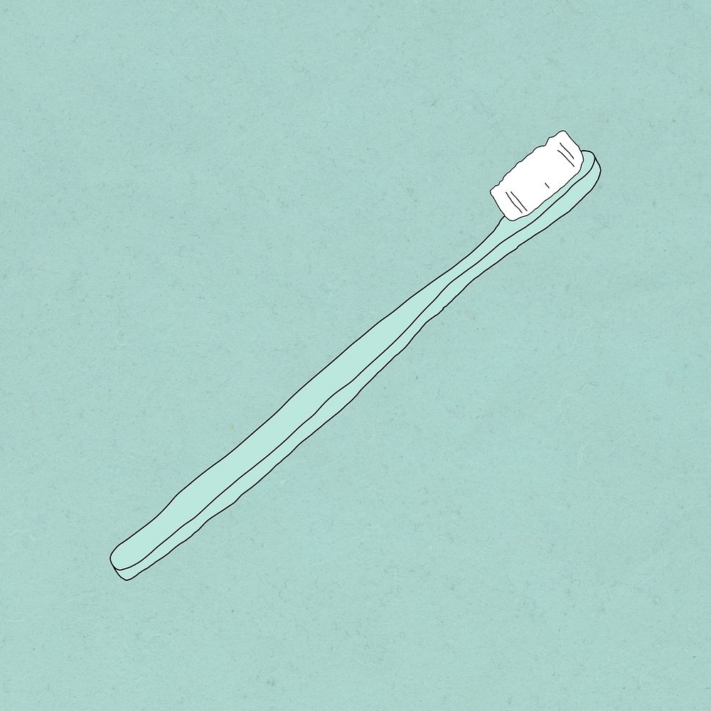 Toothbrush psd doodle illustration earth friendly living